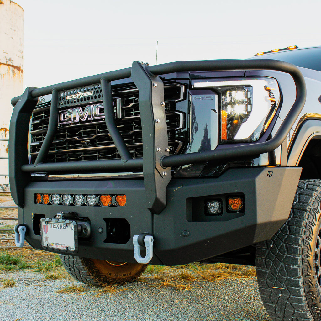 Conquer Any Terrain with Confidence: 2024 GMC Sierra 2500/3500 Attitude Front Winch Bumper w/ Guard