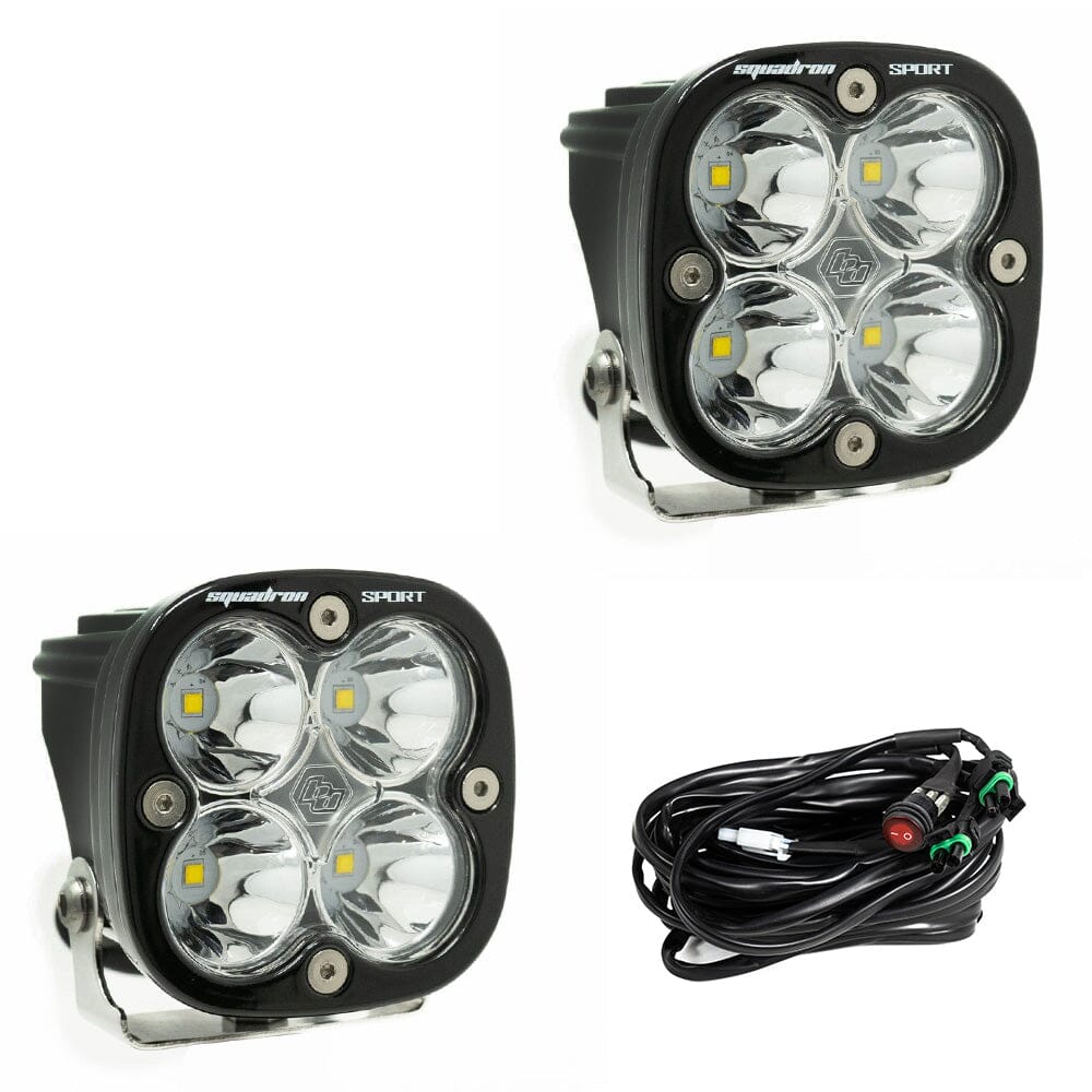 Baja Designs Squadron Sport Black LED Auxiliary Light Pod Pair - Clear Spot Chassis Unlimited Inc. 