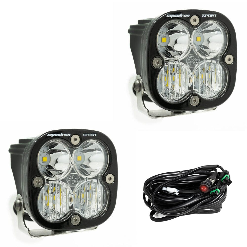 Baja Designs Squadron Sport Black LED Auxiliary Light Pod Pair - Clear Driving/Combo Chassis Unlimited Inc. 