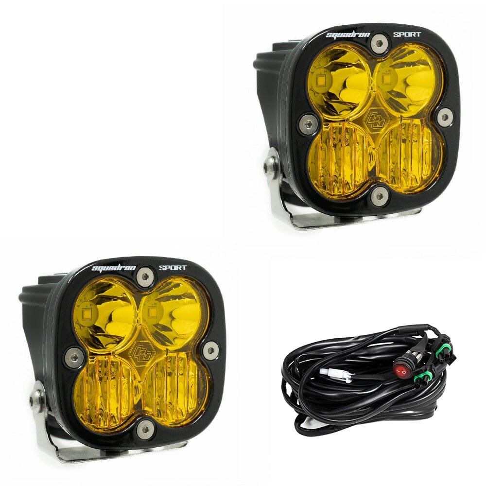 Baja Design Squadron Sport Black LED Auxiliary Light Pod Pair - Amber Driving/Combo Chassis Unlimited Inc. 