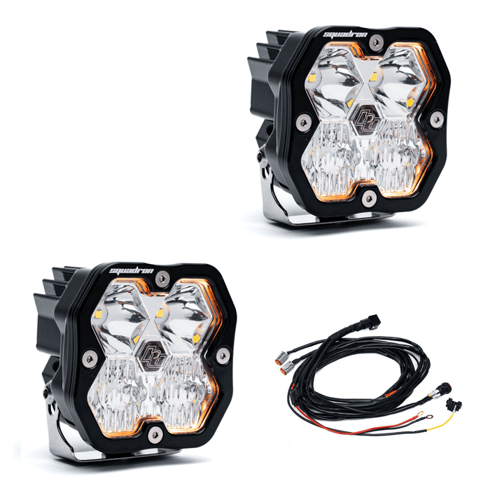 Baja Designs Squadron 2.0 Sport Black LED Auxiliary Light Pod Pair - Clear Driving/Combo Chassis Unlimited Inc. 
