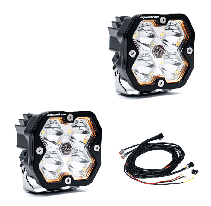 Baja Designs Squadron 2.0 Sport Black LED Auxiliary Light Pod Pair - Clear Spot Chassis Unlimited Inc. 