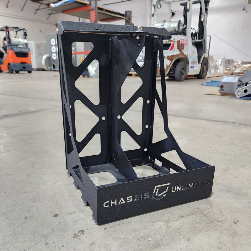 Dual Fuel Water Can Mount Fits Swing Out Bumpers by Chassis Unlimited Inc.